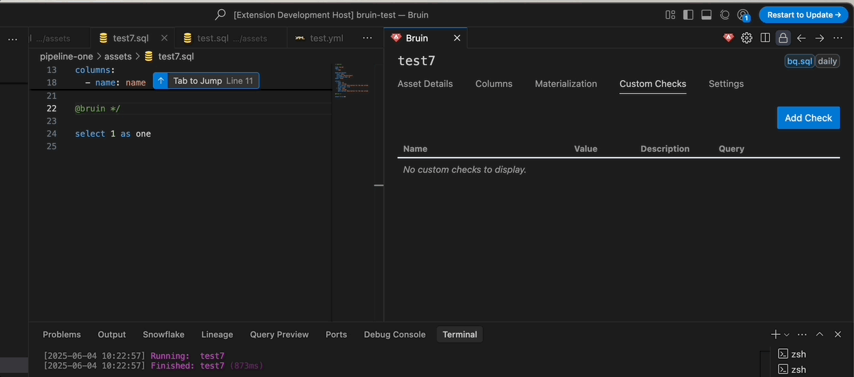 Custom Checks Tab