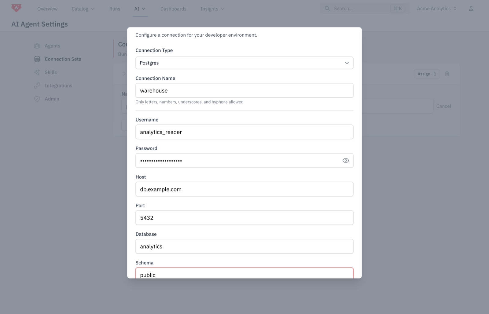Adding a Postgres connection