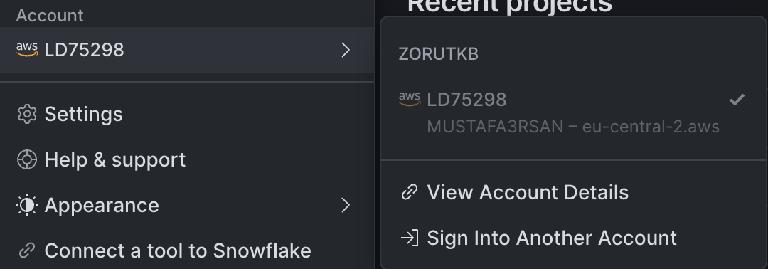 Finding the account identifier in Snowsight